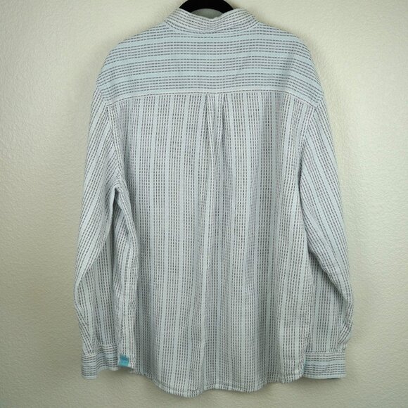 Carbon2Cobalt Blue Striped Button-Up Shirt XL Lightweight Cotton Casual Style - Picture 8 of 13